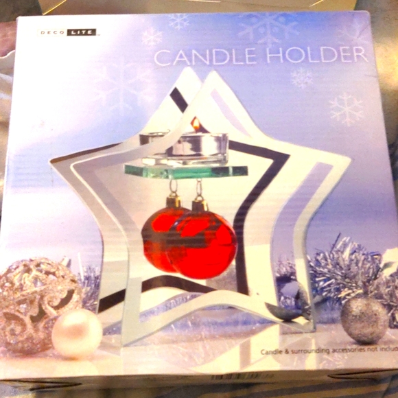 DECOLITE STAR ORNAMENT CANDLE HOLDER NWT WINTER CHRISTMAS STAR CANDLE HOLDER - Picture 1 of 7